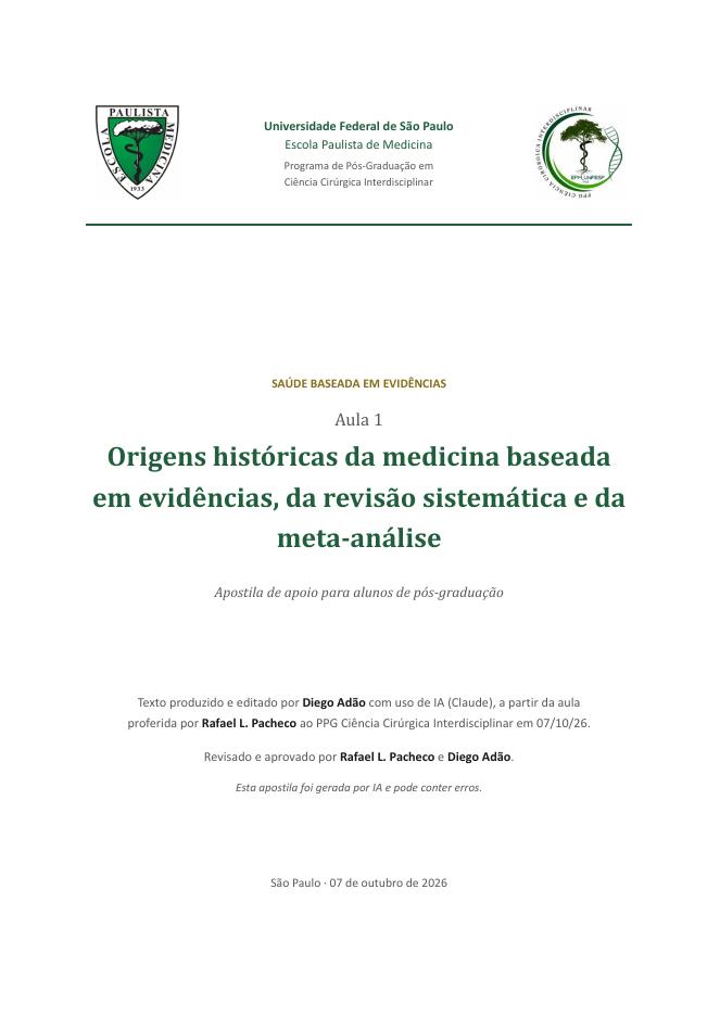Capa do PDF: Saúde Baseada em Evidências — Aula 1